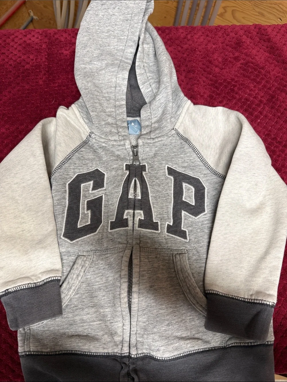 GAP Light Gray and Dark Gray Kids Zip Hoodie